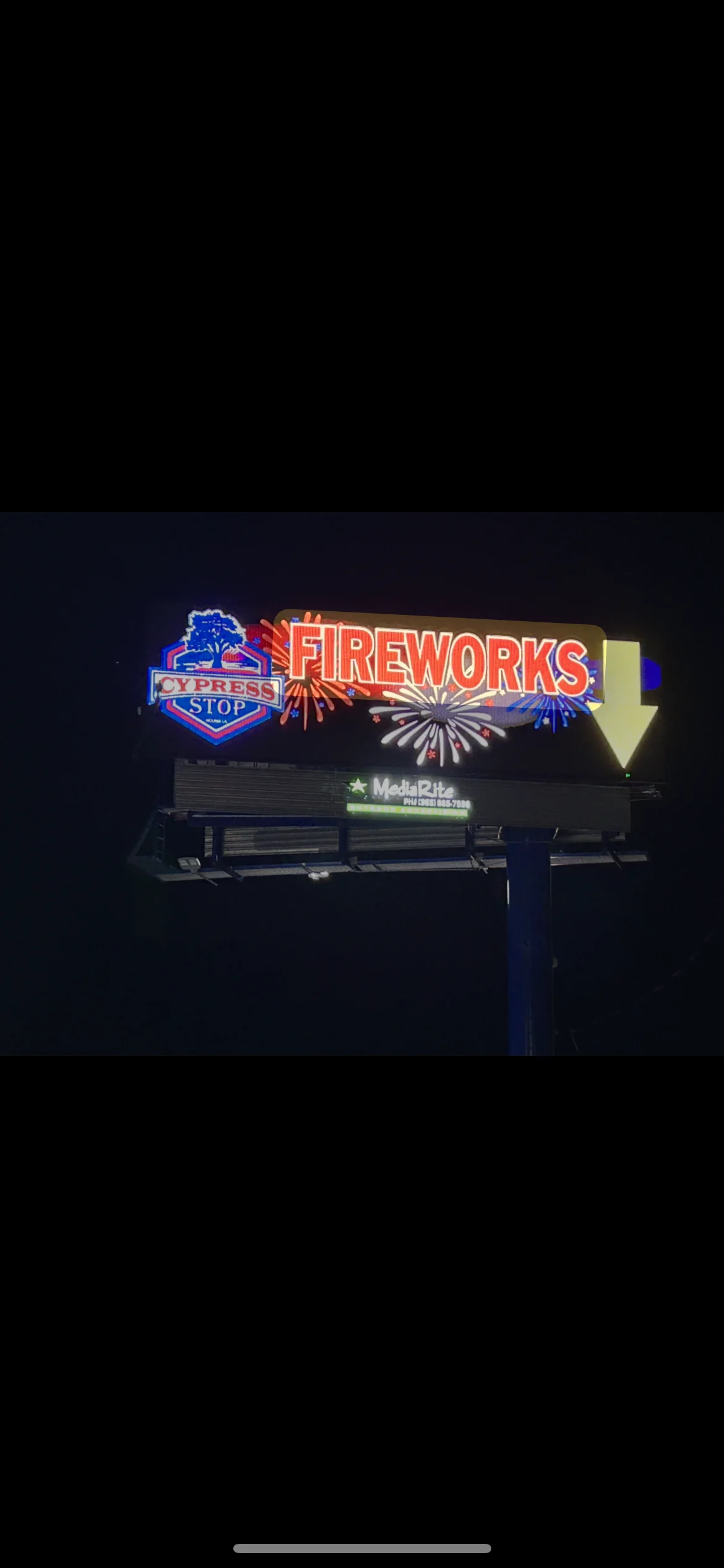 Cypress Stop fireworks billboard on Highway 311